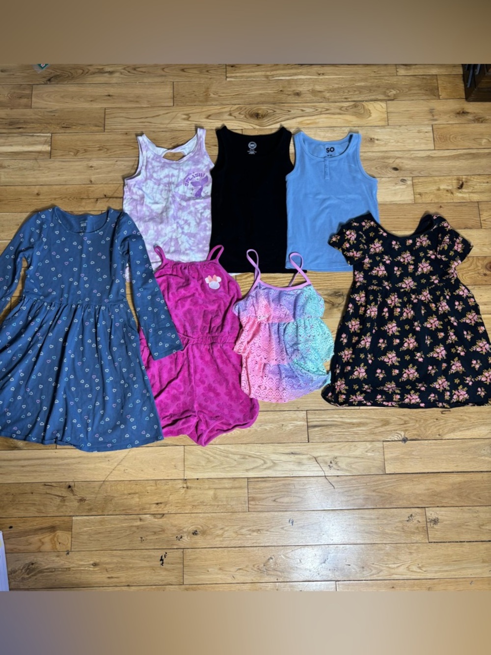 Girls Size 8 Summer Clothing Bundle – Dresses, Tanks, Romper & Swim (7 Pieces)